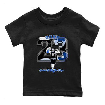 11s Black and Varsity Royal shirt to match jordans Goat Player sneaker tees Air Jordan 11 Black/Varsity Royal SNRT sneaker release tees baby toddler Black 2 cotton Shirt