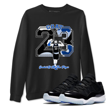 11s Black and Varsity Royal shirt to match jordans Goat Player sneaker tees Air Jordan 11 Black/Varsity Royal SNRT Sneaker Release Tees unisex cotton Black 1 crew neck shirt