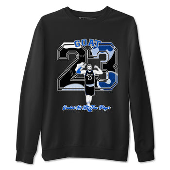 11s Black and Varsity Royal shirt to match jordans Goat Player sneaker tees Air Jordan 11 Black/Varsity Royal SNRT Sneaker Release Tees unisex cotton Black 2 crew neck shirt