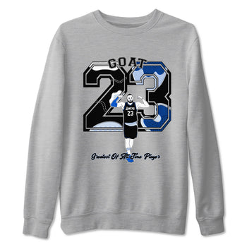 11s Black and Varsity Royal shirt to match jordans Goat Player sneaker tees Air Jordan 11 Black/Varsity Royal SNRT Sneaker Release Tees unisex cotton Heather Grey 2 crew neck shirt