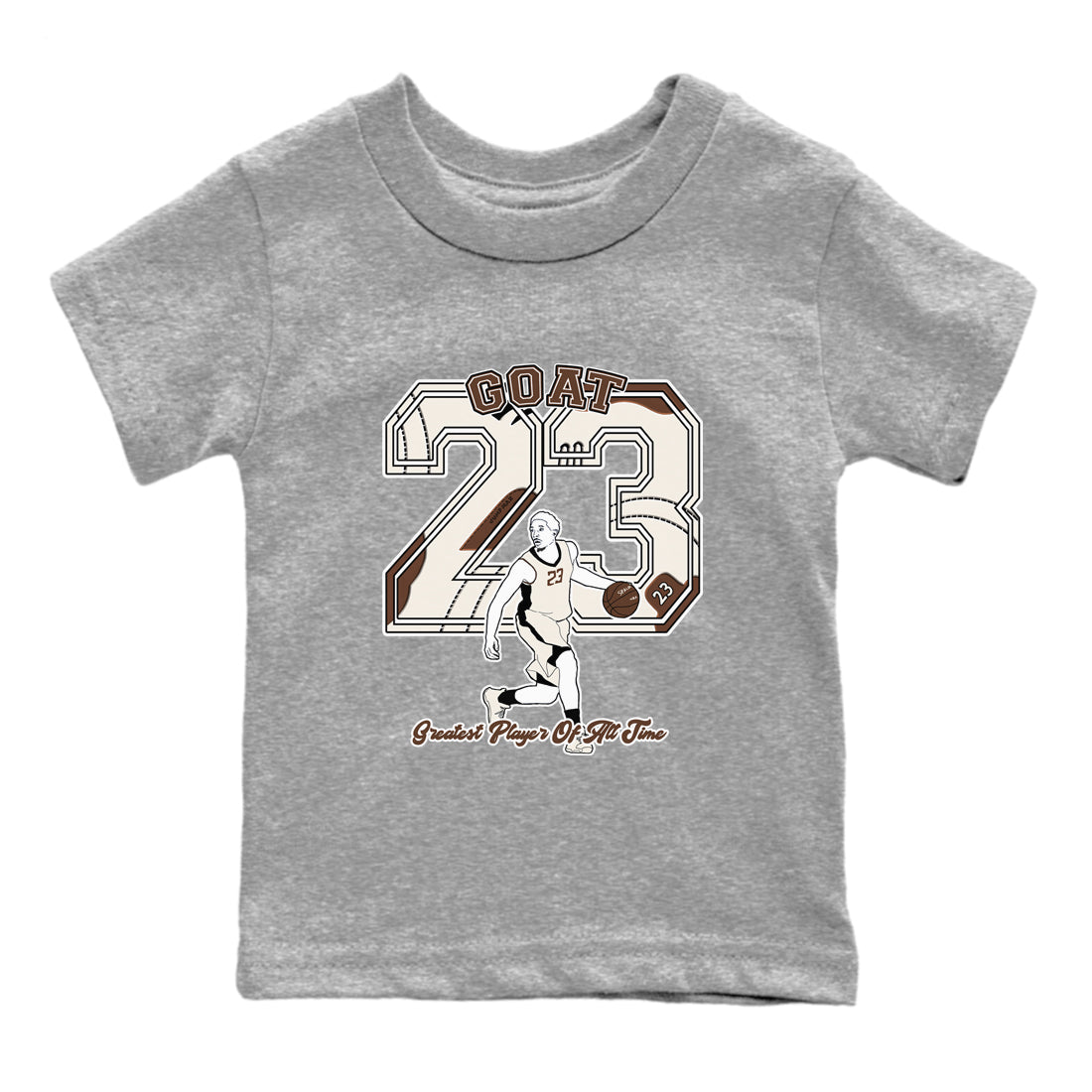 AJ12 Baroque Brown shirts to match jordans Goat Player best t shirts to wear with jordans SoleFly x Jordan 12 Baroque Brown match shoes to clothes SNRT Sneaker Tees Youth Baby Heather Grey 2 tee