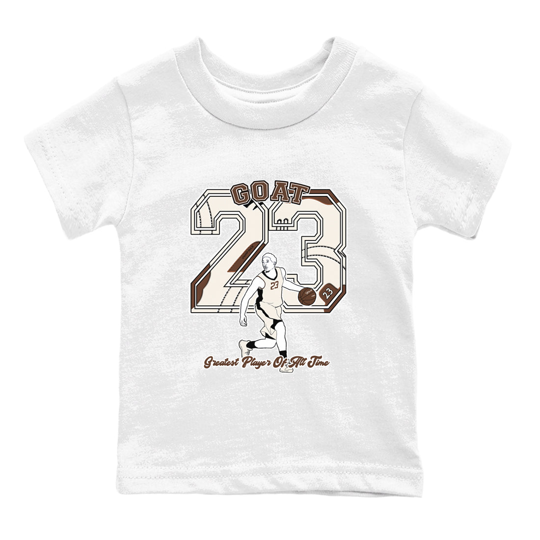 AJ12 Baroque Brown shirts to match jordans Goat Player best t shirts to wear with jordans SoleFly x Jordan 12 Baroque Brown match shoes to clothes SNRT Sneaker Tees Youth Baby White 2 tee
