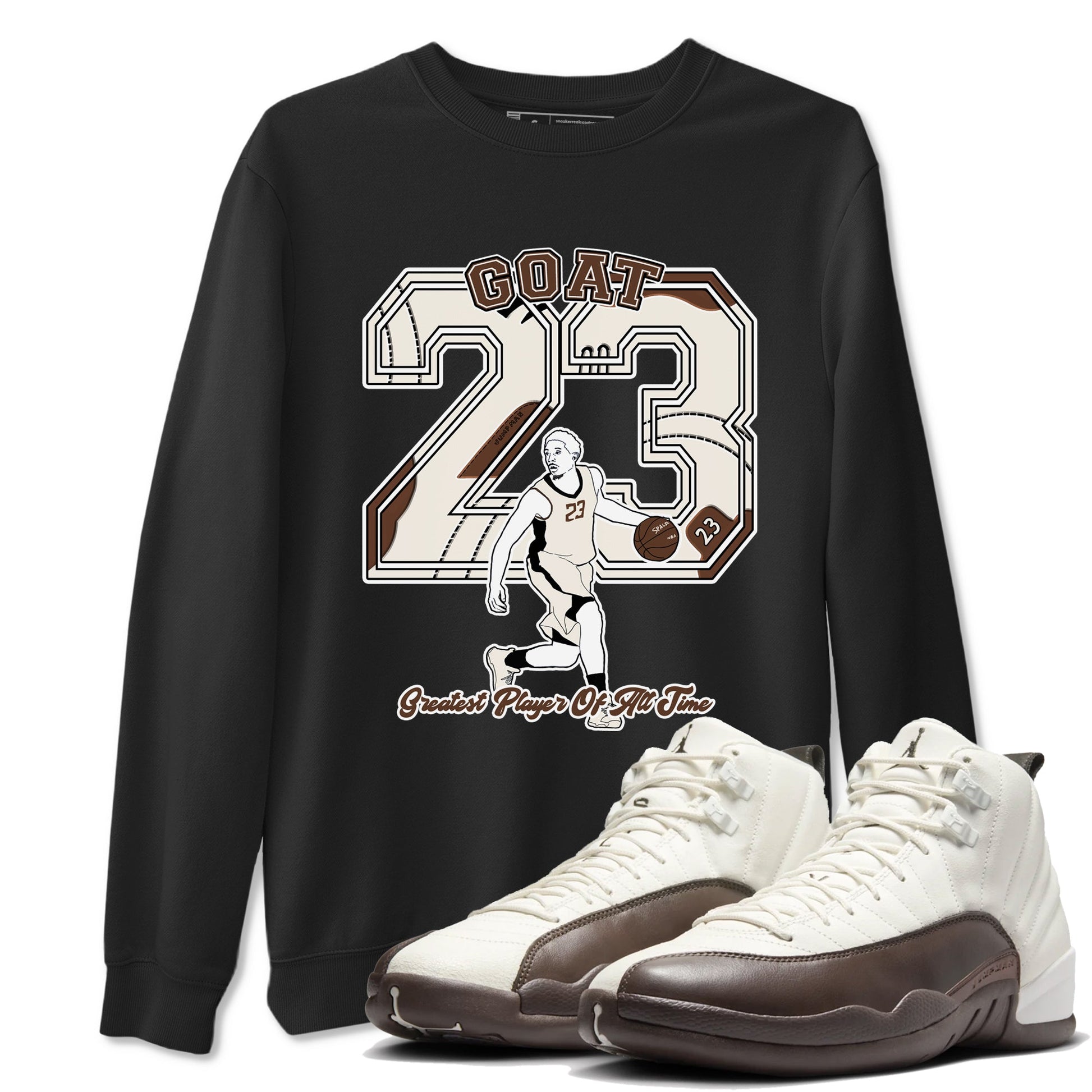 AJ12 Baroque Brown shirts to match jordans Goat Player best t shirts to wear with jordans SoleFly x Jordan 12 Baroque Brown match shoes to clothes SNRT Sneaker Tees unisex cotton Black 1 shirts
