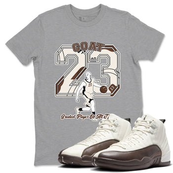 AJ12 Baroque Brown shirts to match jordans Goat Player best t shirts to wear with jordans SoleFly x Jordan 12 Baroque Brown match shoes to clothes SNRT Sneaker Tees unisex cotton Heather Grey 1 shirts