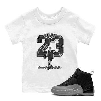12s Black Wolf Grey shirts to match jordans Goat Player sneaker match tees Air Jordan 12 Barons match shoes to clothes SNRT Sneaker Tees Youth Baby White 1 tee