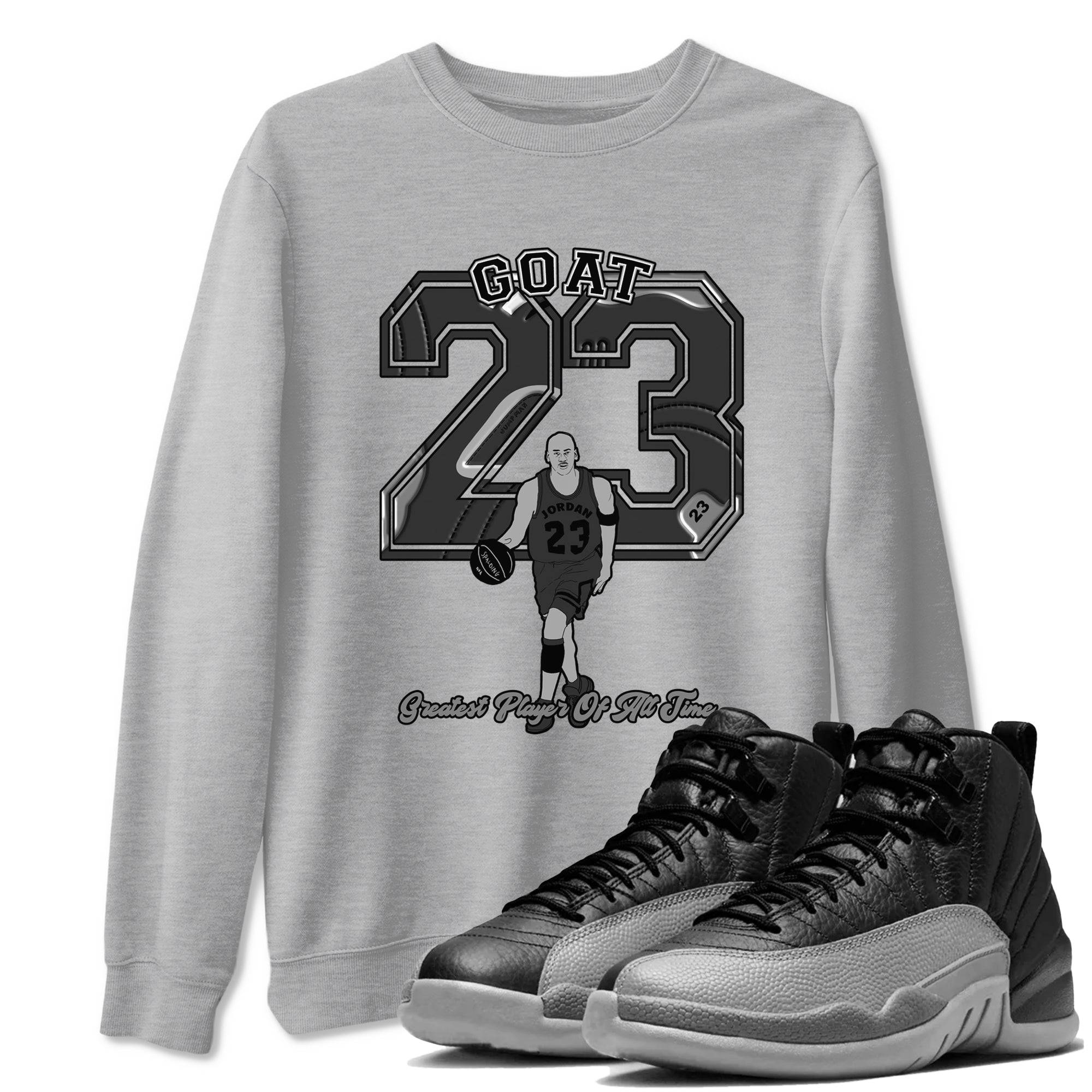 12s Black Wolf Grey shirts to match jordans Goat Player sneaker match tees Air Jordan 12 Barons match shoes to clothes SNRT Sneaker Tees unisex cotton Heather Grey 1 shirts