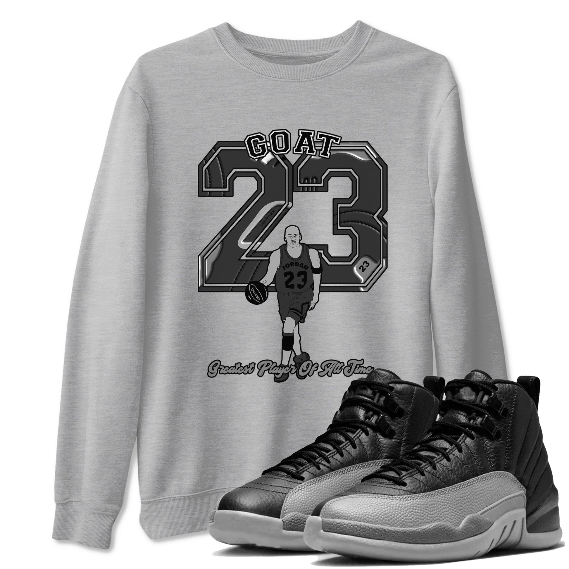 12s Black Wolf Grey shirts to match jordans Goat Player sneaker match tees Air Jordan 12 Barons match shoes to clothes SNRT Sneaker Tees unisex cotton Heather Grey 1 shirts