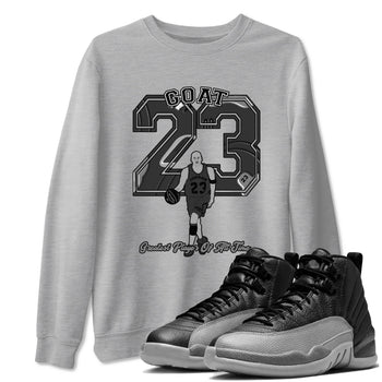 12s Black Wolf Grey shirts to match jordans Goat Player sneaker match tees Air Jordan 12 Barons match shoes to clothes SNRT Sneaker Tees unisex cotton Heather Grey 1 shirts