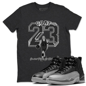 12s Black Wolf Grey shirts to match jordans Goat Player sneaker match tees Air Jordan 12 Barons match shoes to clothes SNRT Sneaker Tees unisex cotton Charcoal Heather 1 shirts