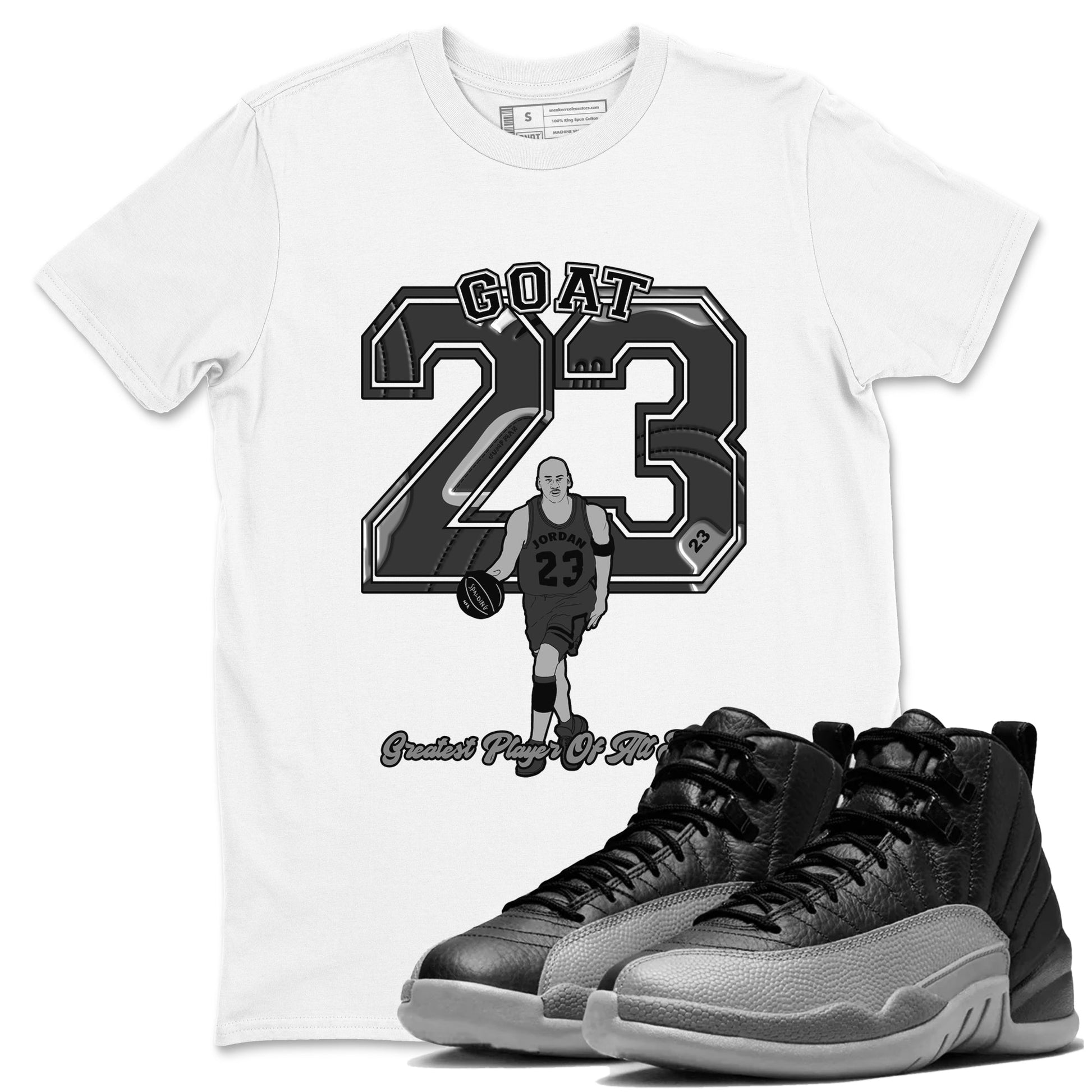 12s Black Wolf Grey shirts to match jordans Goat Player sneaker match tees Air Jordan 12 Barons match shoes to clothes SNRT Sneaker Tees unisex cotton White 1 shirts