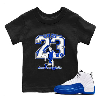12s Blueberry shirts to match jordans Goat Player best t shirts to wear with jordans AJ12 White & Game Royal match shoes to clothes SNRT Sneaker Tees Youth Baby Black 1 tee