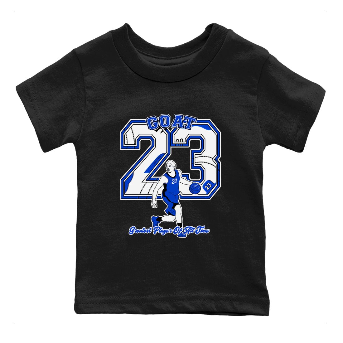 12s Blueberry shirts to match jordans Goat Player best t shirts to wear with jordans AJ12 White & Game Royal match shoes to clothes SNRT Sneaker Tees Youth Baby Black 2 tee