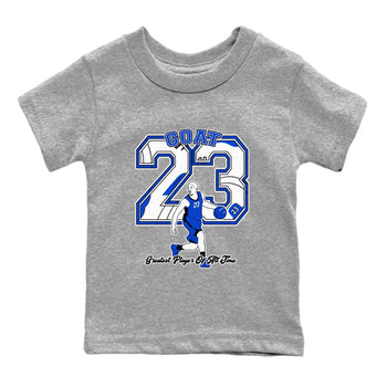 12s Blueberry shirts to match jordans Goat Player best t shirts to wear with jordans AJ12 White & Game Royal match shoes to clothes SNRT Sneaker Tees Youth Baby Heather Grey 2 tee