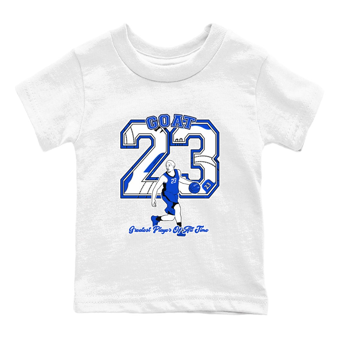 12s Blueberry shirts to match jordans Goat Player best t shirts to wear with jordans AJ12 White & Game Royal match shoes to clothes SNRT Sneaker Tees Youth Baby White 2 tee