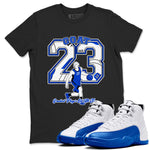 12s Blueberry shirts to match jordans Goat Player best t shirts to wear with jordans AJ12 White & Game Royal match shoes to clothes SNRT Sneaker Tees unisex cotton Black 1 shirts