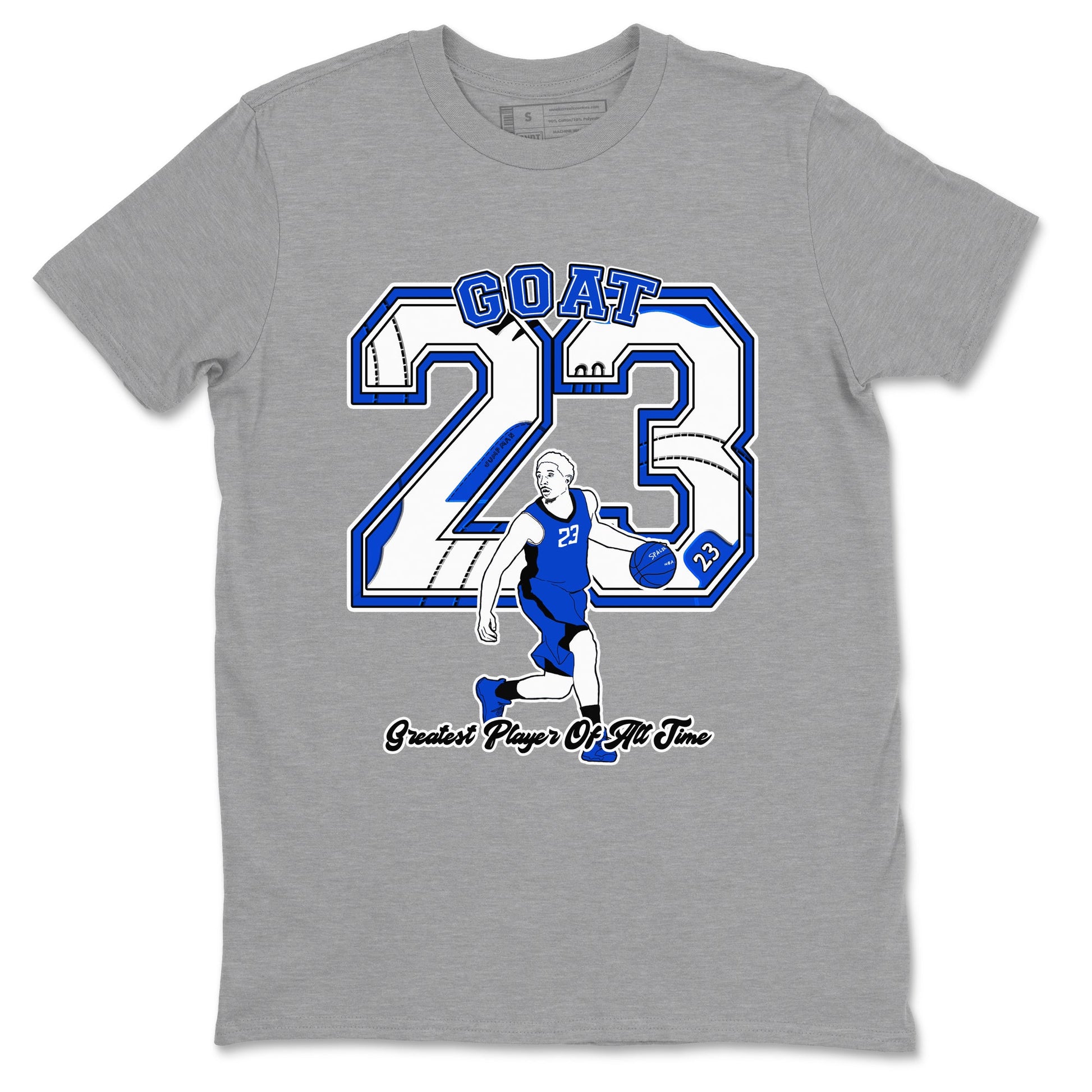 12s Blueberry shirts to match jordans Goat Player best t shirts to wear with jordans AJ12 White & Game Royal match shoes to clothes SNRT Sneaker Tees unisex cotton Heather Grey 2 shirts