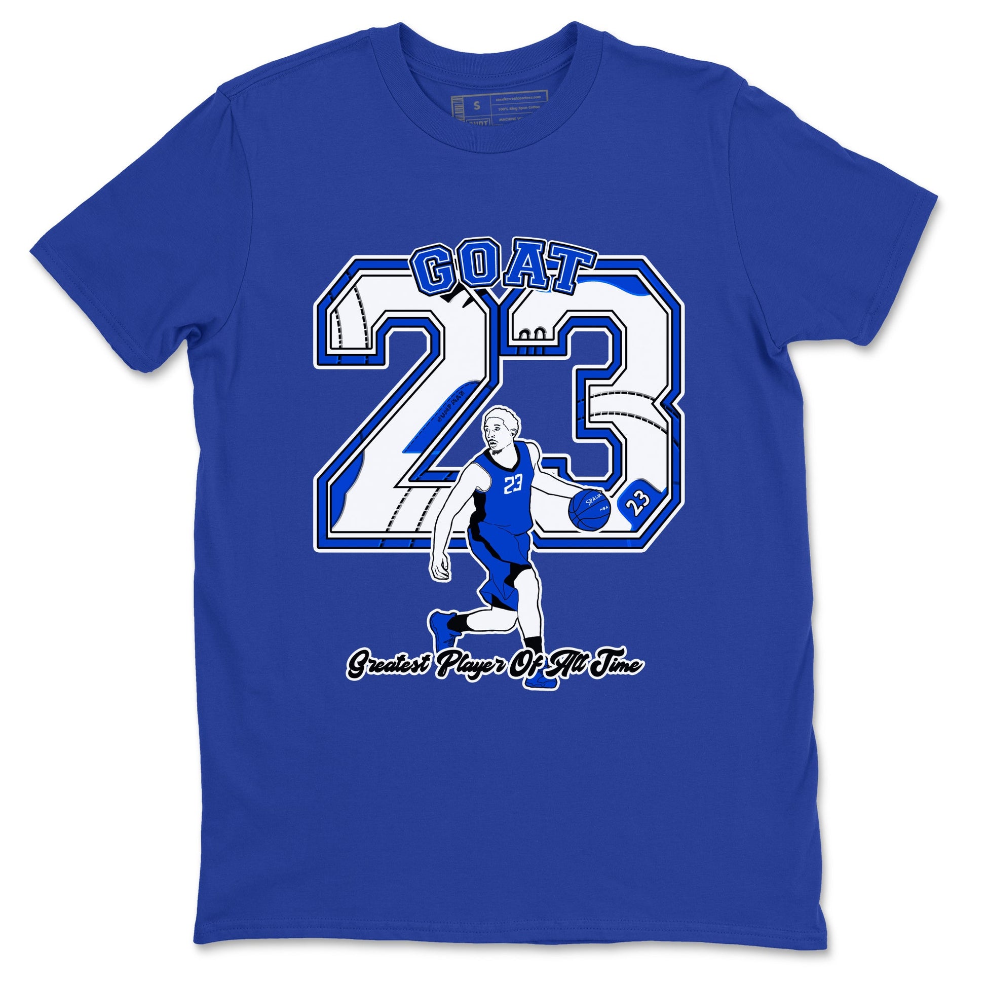 12s Blueberry shirts to match jordans Goat Player best t shirts to wear with jordans AJ12 White & Game Royal match shoes to clothes SNRT Sneaker Tees unisex cotton Royal Blue 2 shirts