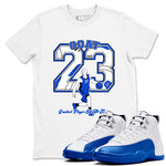 12s Blueberry shirts to match jordans Goat Player best t shirts to wear with jordans AJ12 White & Game Royal match shoes to clothes SNRT Sneaker Tees unisex cotton White 1 shirts