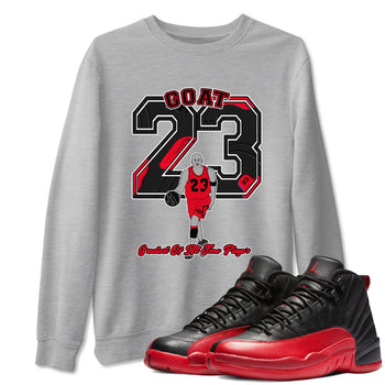 12s Flu Game shirts to match jordans Goat Player sneaker match tees Air Jordan 12 Retro Flu Game match shoes to clothes SNRT Sneaker Tees unisex cotton Heather Grey 1 shirts