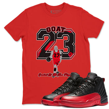 12s Flu Game shirts to match jordans Goat Player sneaker match tees Air Jordan 12 Retro Flu Game match shoes to clothes SNRT Sneaker Tees unisex cotton Red 1 shirts