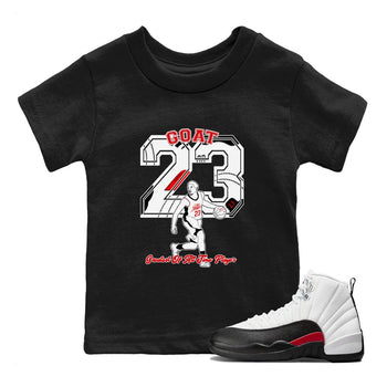 Air Jordan 12 Red Taxi shirts to match jordans Goat Player sneaker match tees 12s Red Taxi SNRT sneaker release tees baby toddler Black 1 cotton Shirt