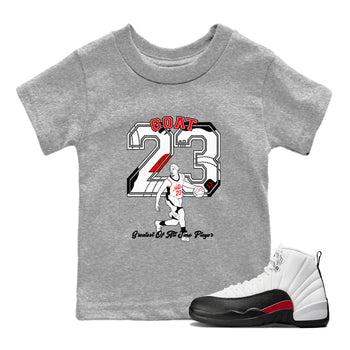Air Jordan 12 Red Taxi shirts to match jordans Goat Player sneaker match tees 12s Red Taxi SNRT sneaker release tees baby toddler Heather Grey 1 cotton Shirt