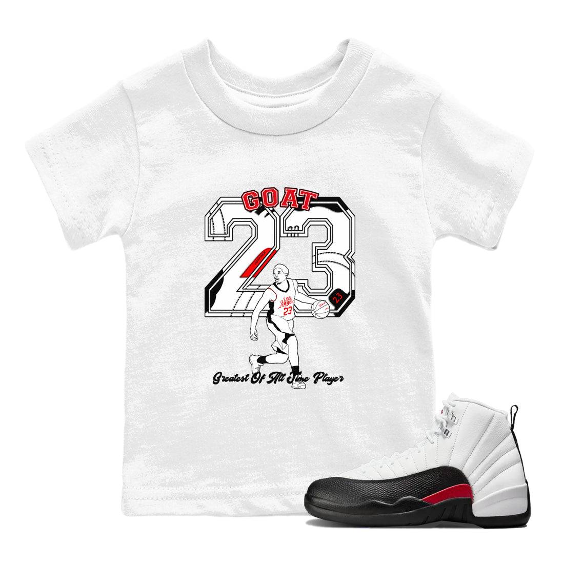 Air Jordan 12 Red Taxi shirts to match jordans Goat Player sneaker match tees 12s Red Taxi SNRT sneaker release tees baby toddler White 1 cotton Shirt