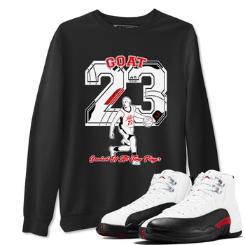 Air Jordan 12 Red Taxi shirts to match jordans Goat Player sneaker match tees 12s Red Taxi SNRT sneaker release Tees unisex cotton Black 1 crew neck shirt