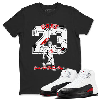 Air Jordan 12 Red Taxi shirts to match jordans Goat Player sneaker match tees 12s Red Taxi SNRT sneaker release Tees unisex cotton Black 1 crew neck shirt