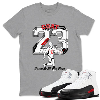 Air Jordan 12 Red Taxi shirts to match jordans Goat Player sneaker match tees 12s Red Taxi SNRT sneaker release Tees unisex cotton Heather Grey 1 crew neck shirt