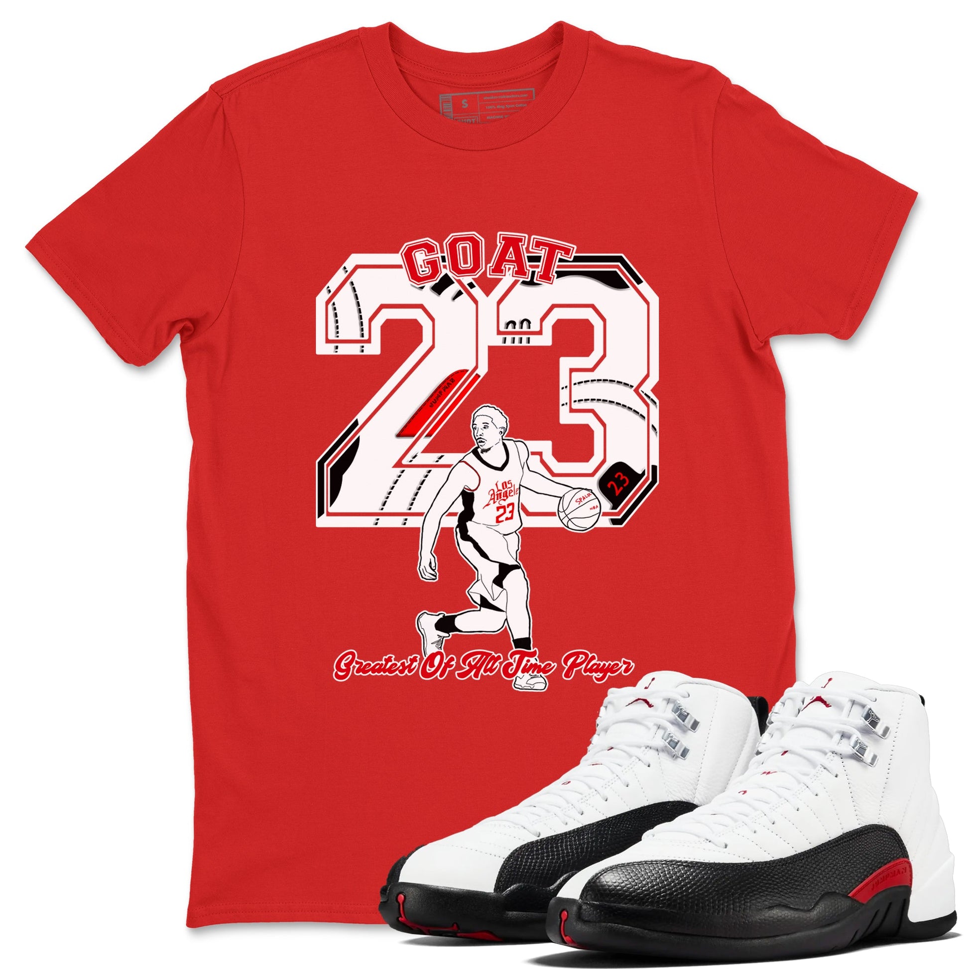 Air Jordan 12 Red Taxi shirts to match jordans Goat Player sneaker match tees 12s Red Taxi SNRT sneaker release Tees unisex cotton Red 1 crew neck shirt