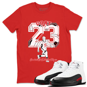 Air Jordan 12 Red Taxi shirts to match jordans Goat Player sneaker match tees 12s Red Taxi SNRT sneaker release Tees unisex cotton Red 1 crew neck shirt