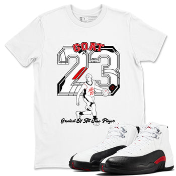 Air Jordan 12 Red Taxi shirts to match jordans Goat Player sneaker match tees 12s Red Taxi SNRT sneaker release Tees unisex cotton White 1 crew neck shirt