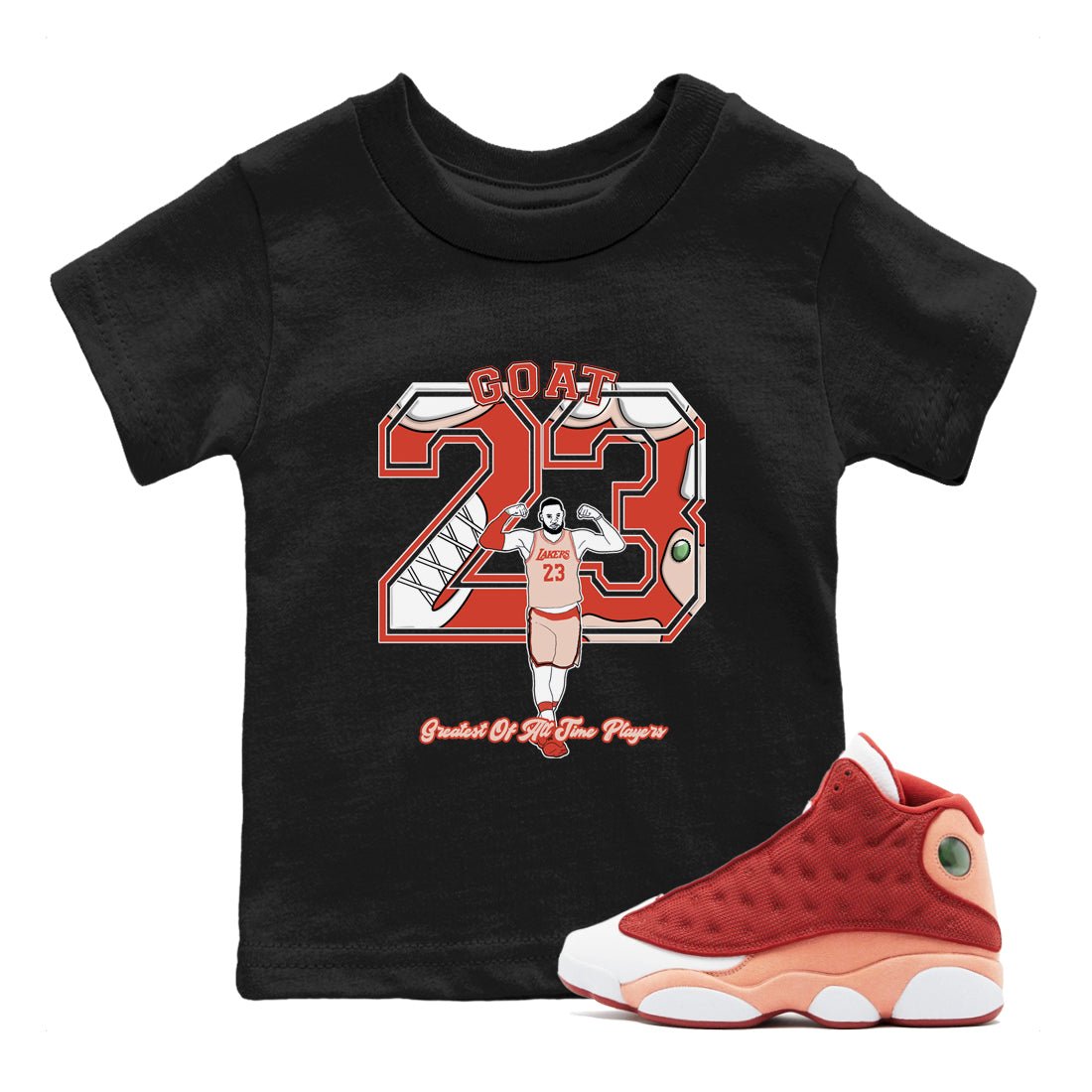 AJ13 Dune Red shirts to match jordans Goat Player sneaker match tees Air Jordan 13 Dune Red SNRT Sneaker Tees streetwear brand Baby and Youth Black 1 cotton tee