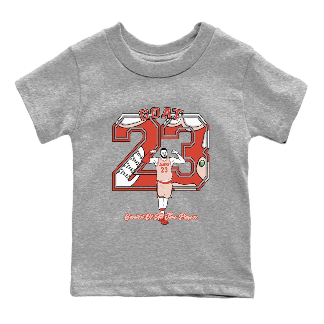 AJ13 Dune Red shirts to match jordans Goat Player sneaker match tees Air Jordan 13 Dune Red SNRT Sneaker Tees streetwear brand Baby and Youth Heather Grey 2 cotton tee