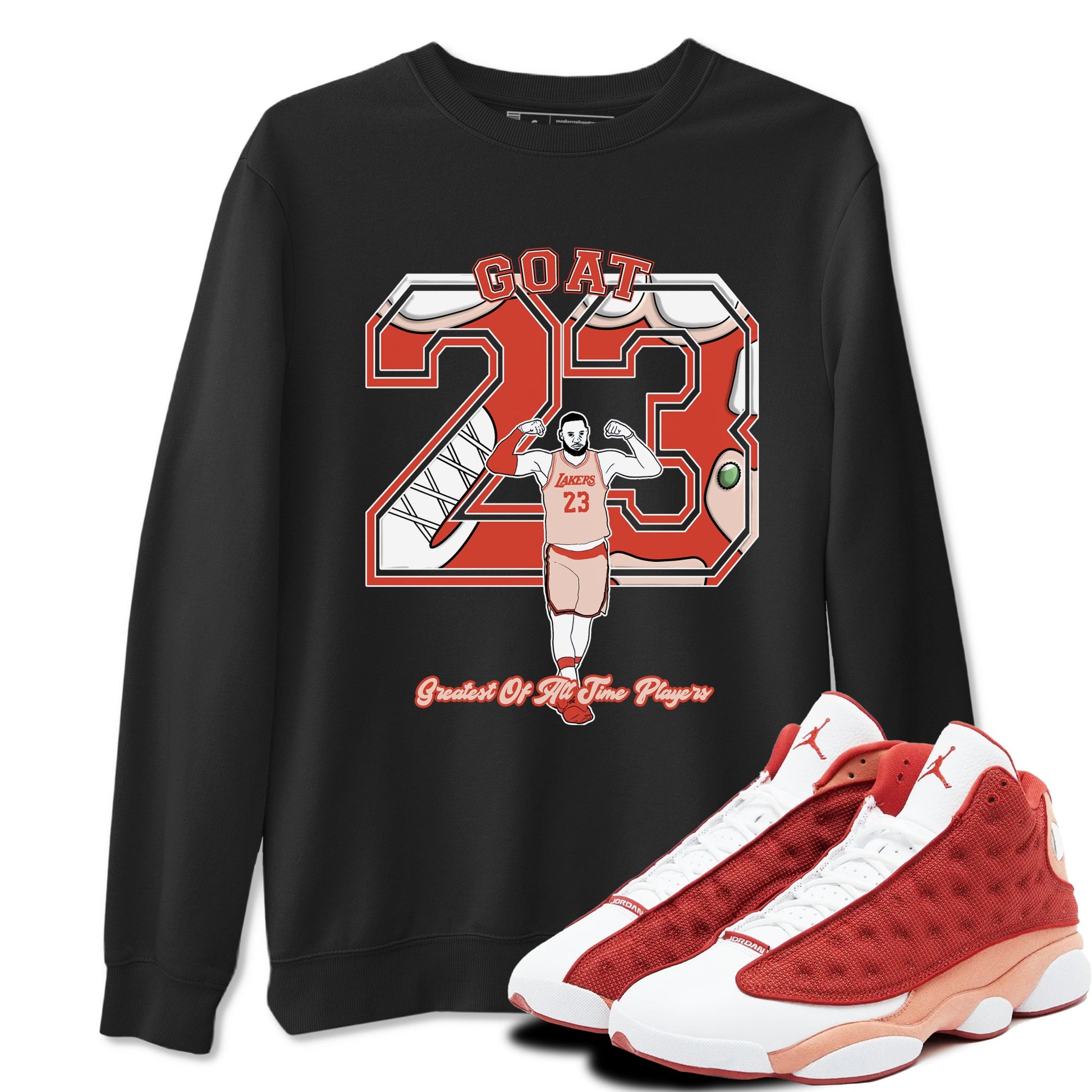AJ13 Dune Red shirts to match jordans Goat Player sneaker match tees Air Jordan 13 Dune Red SNRT Sneaker Tees streetwear brand Black 1 unisex cotton tee