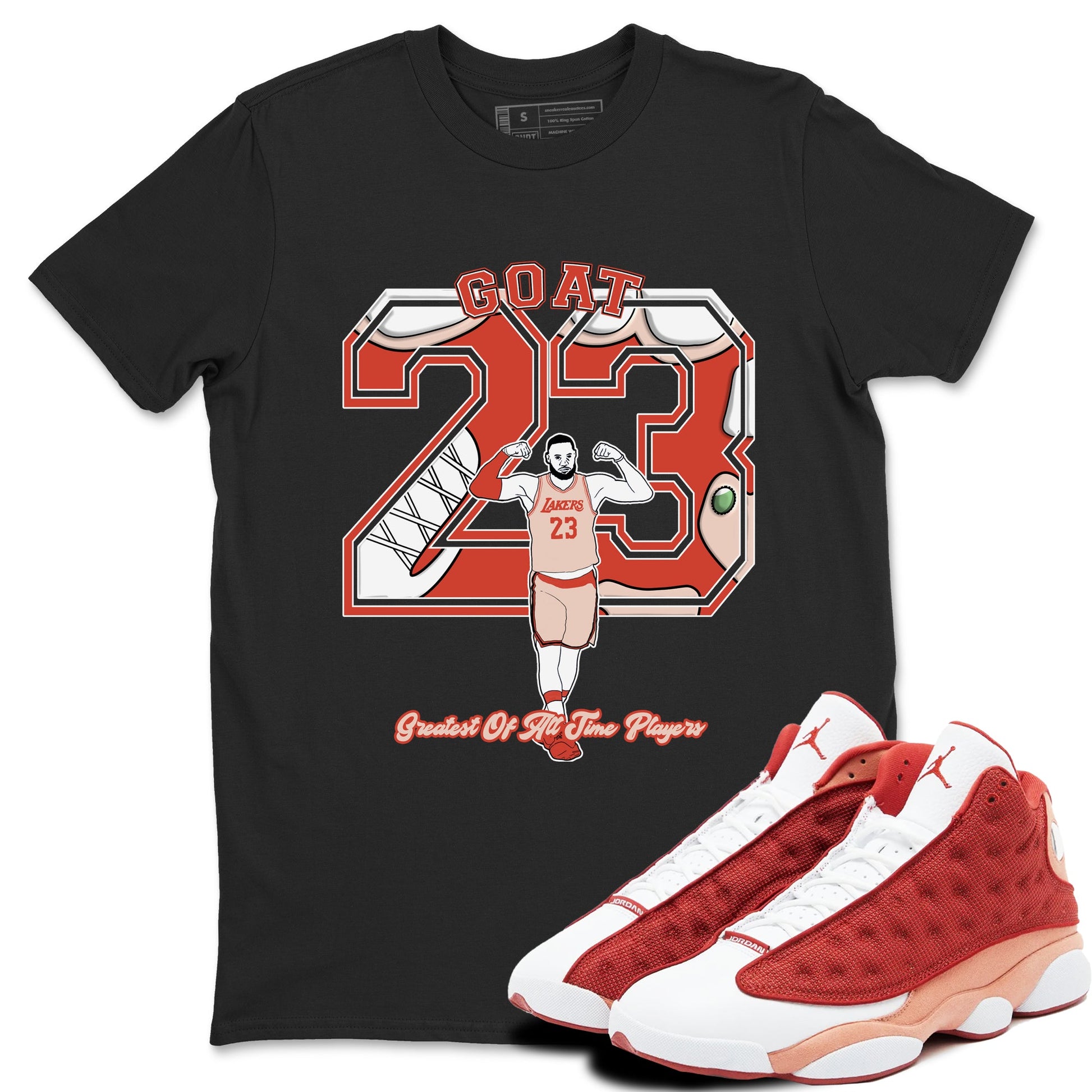 AJ13 Dune Red shirts to match jordans Goat Player sneaker match tees Air Jordan 13 Dune Red SNRT Sneaker Tees streetwear brand Black 1 unisex cotton tee
