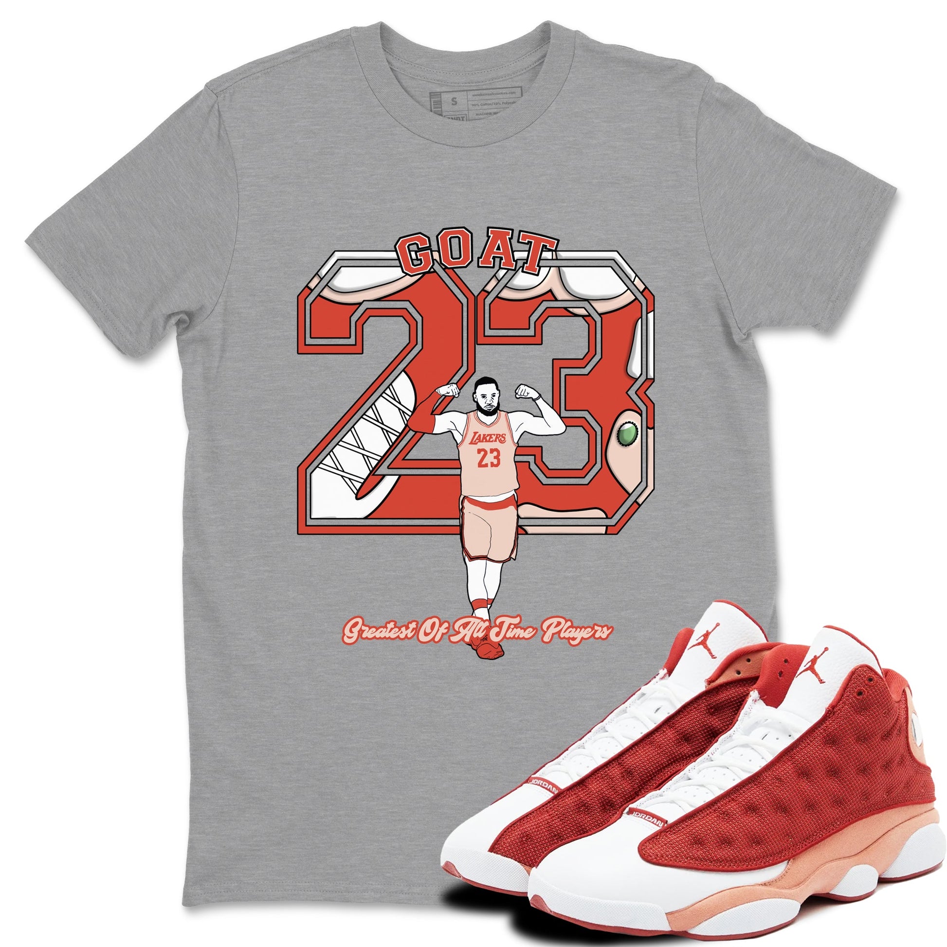 AJ13 Dune Red shirts to match jordans Goat Player sneaker match tees Air Jordan 13 Dune Red SNRT Sneaker Tees streetwear brand Heather Grey 1 unisex cotton tee