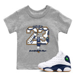 13s Midnight Navy shirts to match jordans Goat Player sneaker match tees Air Jordan 13  Midnight Navy SNRT Sneaker Release Tees Youth Baby Heather Grey 1 crew neck shirts