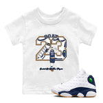 13s Midnight Navy shirts to match jordans Goat Player sneaker match tees Air Jordan 13  Midnight Navy SNRT Sneaker Release Tees Youth Baby White 1 crew neck shirts