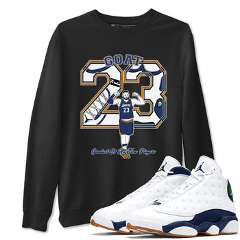 13s Midnight Navy shirts to match jordans Goat Player sneaker match tees Air Jordan 13  Midnight Navy SNRT Sneaker Release Tees unisex cotton Black 1 crew neck shirts
