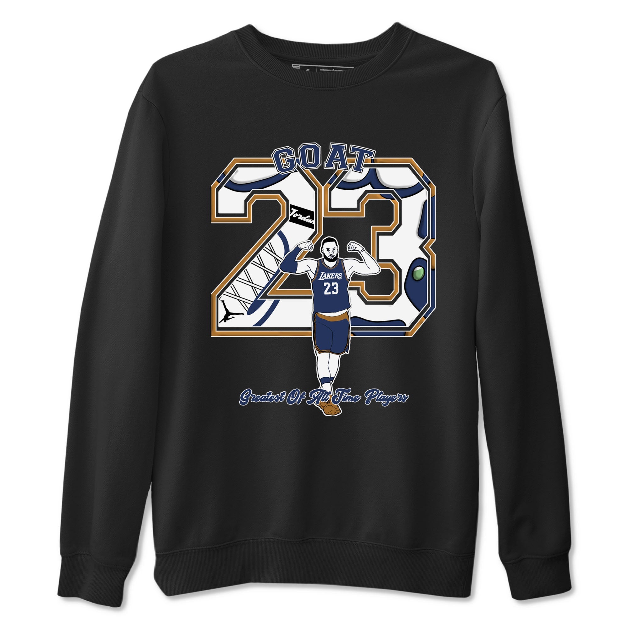 13s Midnight Navy shirts to match jordans Goat Player sneaker match tees Air Jordan 13  Midnight Navy SNRT Sneaker Release Tees unisex cotton Black 2 crew neck shirts