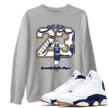 13s Midnight Navy shirts to match jordans Goat Player sneaker match tees Air Jordan 13  Midnight Navy SNRT Sneaker Release Tees unisex cotton Heather Grey 1 crew neck shirts