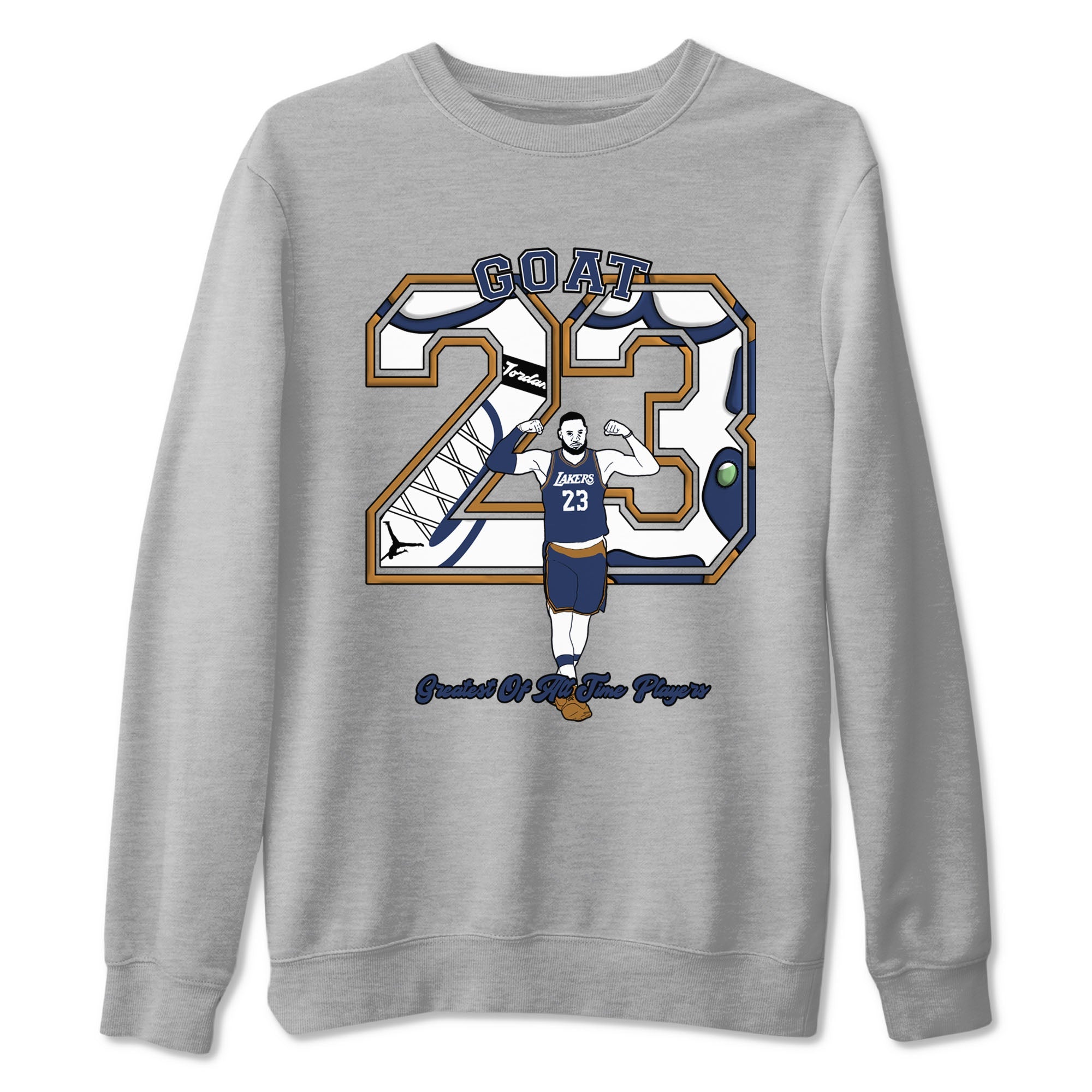 13s Midnight Navy shirts to match jordans Goat Player sneaker match tees Air Jordan 13  Midnight Navy SNRT Sneaker Release Tees unisex cotton Heather Grey 2 crew neck shirts