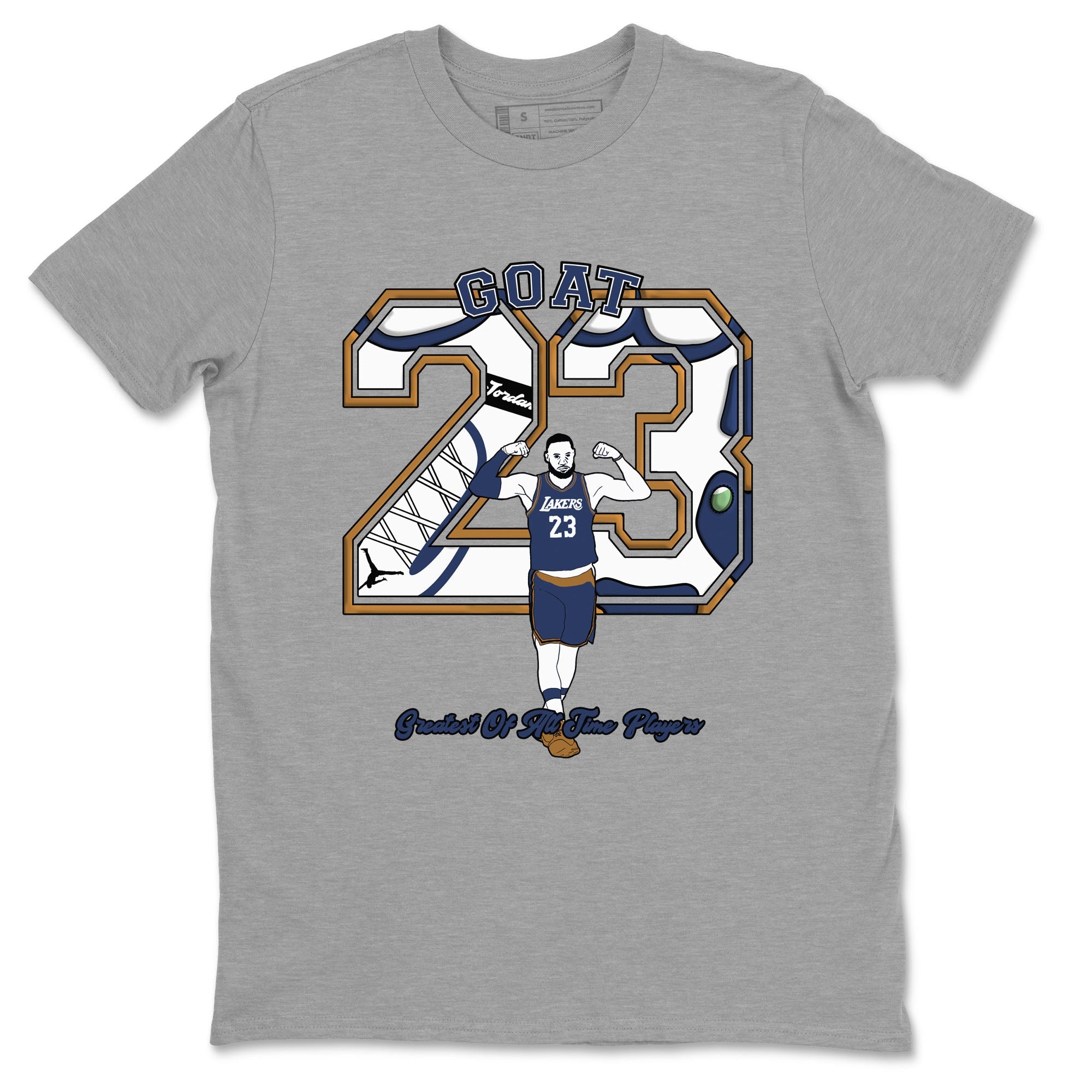 13s Midnight Navy shirts to match jordans Goat Player sneaker match tees Air Jordan 13  Midnight Navy SNRT Sneaker Release Tees unisex cotton Heather Grey 2 crew neck shirts
