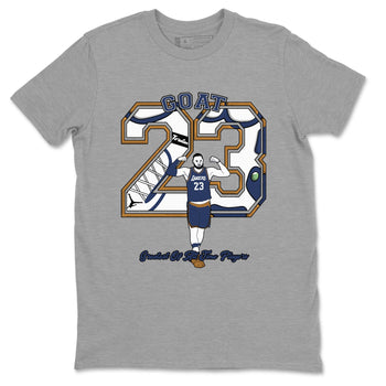 13s Midnight Navy shirts to match jordans Goat Player sneaker match tees Air Jordan 13  Midnight Navy SNRT Sneaker Release Tees unisex cotton Heather Grey 2 crew neck shirts