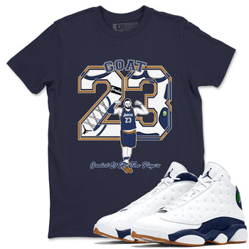 13s Midnight Navy shirts to match jordans Goat Player sneaker match tees Air Jordan 13  Midnight Navy SNRT Sneaker Release Tees unisex cotton Navy 1 crew neck shirts