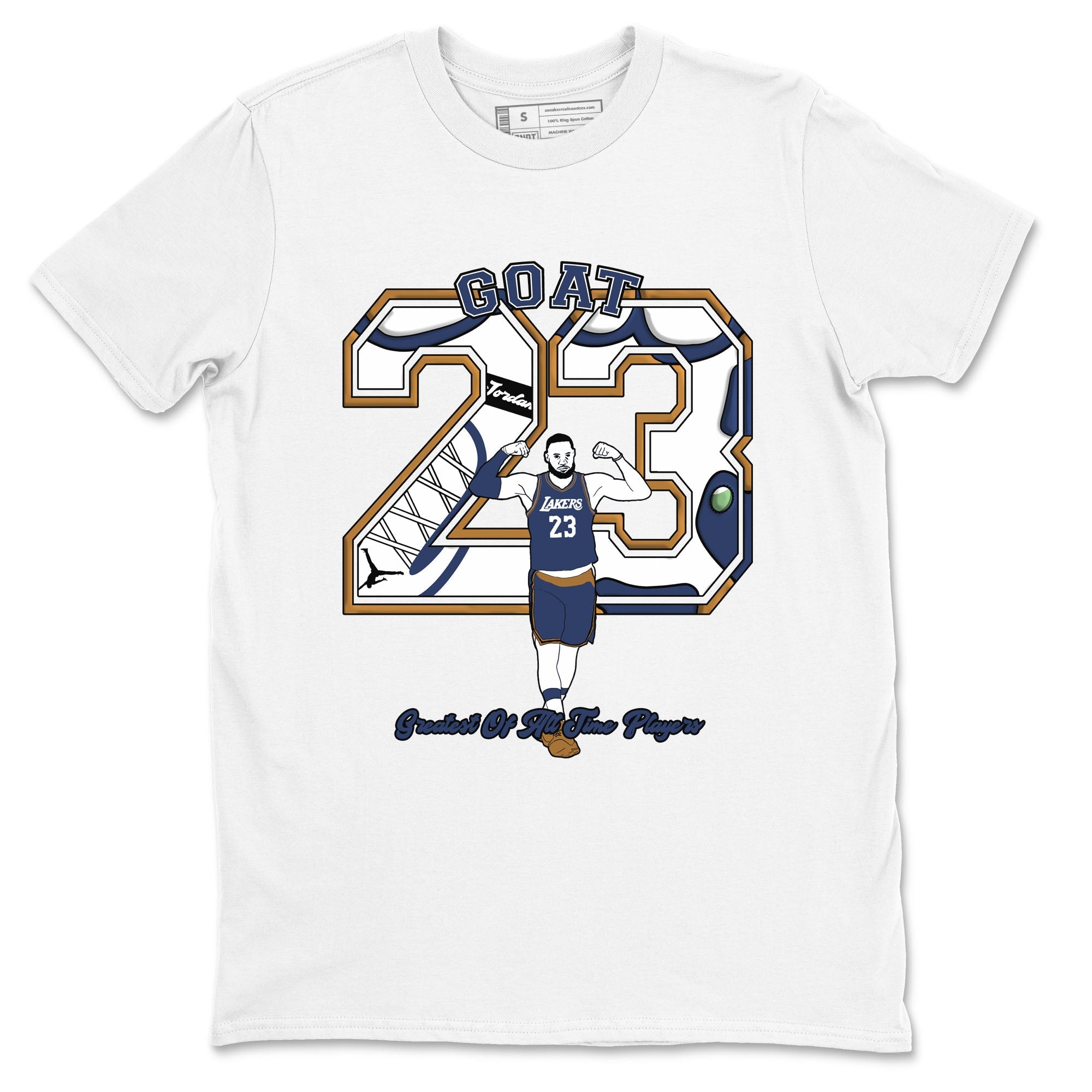 13s Midnight Navy shirts to match jordans Goat Player sneaker match tees Air Jordan 13  Midnight Navy SNRT Sneaker Release Tees unisex cotton White 2 crew neck shirts