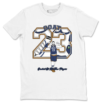13s Midnight Navy shirts to match jordans Goat Player sneaker match tees Air Jordan 13  Midnight Navy SNRT Sneaker Release Tees unisex cotton White 2 crew neck shirts
