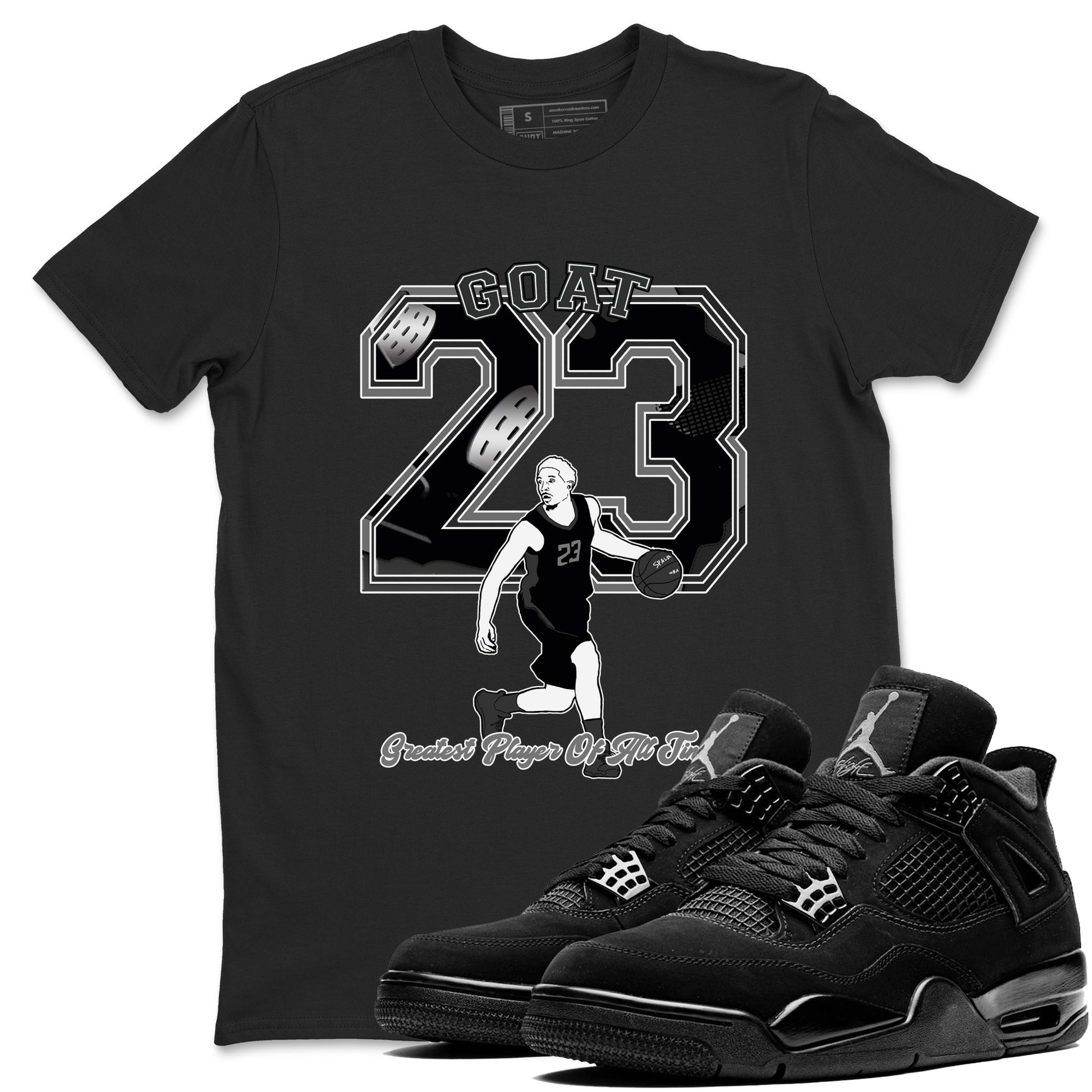 4s Black Cat shirts to match jordans Goat Player sneaker match tees Air Jordan 4 Black Cat match shoes to clothes SNRT Sneaker Tees unisex cotton Black 1 shirts